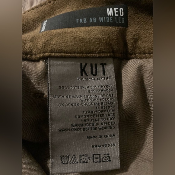 Kut from the Kloth Women’s Wide Leg Brown Corduroy Pants, 55%Cotton,45 Rayon - Picture 8 of 12